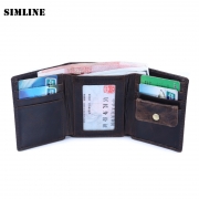 High Quality Amazon Brand Vintage Casual 100% Real Genuine Leather Cowhide Men Tri-fold Wallet Purse Card Holder Wallets For Men – Mens Wallet Best Price