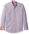 IZOD Men's Essential Check Long Sleeve Shirt, Saltwater Red, Large
