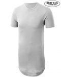 JD Apparel Mens Basic Hipster Longline Drop Tail T-Shirts Medium White