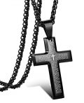 Jstyle Jewelry Men's Stainless Steel Simple Black Cross Pendant Lord's Prayer Necklace...