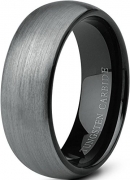 Crownal 8mm 6mm 4mm Black Tungsten Wedding Couple Bands Rings Men Women Matte Brushed Finish Center Engraved “I Love You” Size 4 To 17 (6mm,10.5)