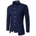 KEBINAI Men'S Shirts NEW Long-Sleeved Casual Fake Two Pieces Solid Arrival Men'S...
