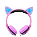 Kids Headphones Cat Ear Headphones LED Flashing Lights (Pink)