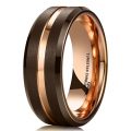 King Will DUO 8mm Brown Brushed Tungsten Carbide Wedding Band Ring Thin...
