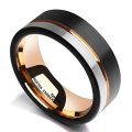 King Will Tungsten Carbide Wedding Band 8mm Rose Gold Line Ring Black...
