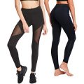 KIWI RATA Women Sports Mesh Trouser Gym Workout Fitness Capris Yoga Pant Legging (S, Black-Thigh Mesh)