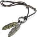 KONOV Vintage Angel Feather Pendant Leather Cord Mens Necklace Chain, Gold Silver...
