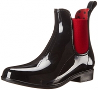 Lauren Ralph Lauren Women’s Tally Rain Shoe, Black/Real Bright Red Solid Polyvinyl Chloride/Elastic, 7 B US