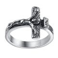 LineAve Men's Stainless Steel Jesus Chris Crucifix Cross Ring, Size 12, 8a5015s12