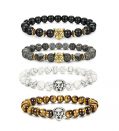 LOLIAS 4 Pcs Lava Rock Bead Bracelet for Men Leopard Lion bracelet...