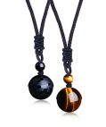 LOYALLOOK Unisex Natural Tiger Stone Onyx Stone Lucky Blessing Chakra Beads Pendant...