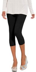 Lush Moda Extra Soft Capri Leggings - Variety of Colors - Black One Size fits Most (XS - XL)