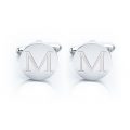 Men’s 18K White Gold-Plated Engraved Initial Cufflinks with Gift Box– Premium Quality...
