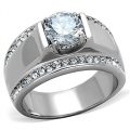 MEN'S 2.25 CT ROUND CUT Cubic Zirconia, Silver STAINLESS STEEL RING Size...