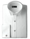 Men’s 80’s Cotton Pique Wing Collar Formal Shirt with French Cuffs by...