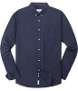 Men's Oxford Long Sleeve Button Down Dress Shirt With Pocket,Navy Blue,Large