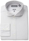 Michael Bastian Men's Slim Fit Spread Collar Dress Shirt, Banker Stripe/Grey/White, 15.5