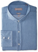 Michael Bastian Men’s Slim Fit Spread Collar Dress Shirt, Blue/White, 15.5″ Neck 32″-33″ Sleeve