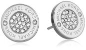 Michael Kors Silver Tone Logo Pave Stud Earrings