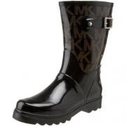 Michael Michael Kors Women’s MK Logo Mid Rainboot Boot, Black, 6 M US