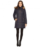 MICHAEL Michael Kors Womens Zip Front Down With Faux Fur Trim Hood M821883T New Navy LG One Size