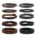 Milakoo 10 Pcs Braided Leather Bracelet for Men Women Wooden Beaded Bracelets...