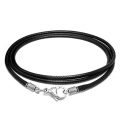 Miraculous Garden 2.5mm Braided Black Leather Cord Rope Chain Necklace with Stainless...