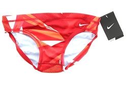 Nike Mens Boys Youth Mixed Jagged Geo Swim Lifeguard Athletic Brief Swimsuit TESS0023 (40, Varsity Red)