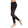 OngaSoft Womens Mesh Workout Leggings Yoga Pants W Waist Hidden Pocket(Black,L)