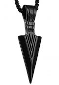 PAURO Men's Stainless Steel Jewelry Spearhead Indian Arrowhead Pendant Spear Point Arrow...