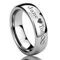 Personalized Outside Inside Engraving Stainless Steel Wedding Band Ring 6MM Polisheded Ring