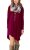 POSESHE Women’s Irregular Hem Long Sleeve Casual T-Shirt Flowy Short Dress Wine Red L.