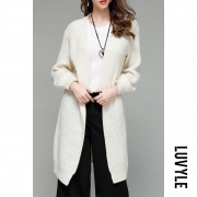 Pure Color Collarless Cardigan Sweaters