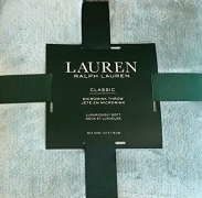 Ralph Lauren Classic Luxurious Soft Micromink Monogrammed Throw Blanket – Light Seafoam Mint 50 x 70 inch