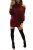 ReachMe Womens Long Sleeve Off Shoulder Knitted Sweater Dress Sexy Sweater Tunic(Burgundy,L)