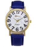 Retro Womens Watches COOKI Clearance Quartz Female watches on Sale Comfortable Leather Lady Watches-H66 (Blue)