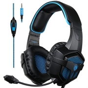 VersionTech G2000 Stereo Gaming Headset for PS4 Xbox One, Bass Over-Ear Headphones with Mic, LED Lights and Volume Control for Laptop, PC, Mac, iPad, Computer, Smartphones, Blue