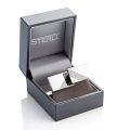 STERLL Men Solid Sterling Silver 925 Cufflinks polished with a black stripe,...