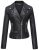 LL WJC664 Womens Faux Leather Jacket with Hoodie S BLACK.