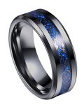 Tanyoyo 8mm Blue Black Dragon Pattern Beveled Edges Celtic Rings Jewelry Wedding...