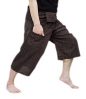 Thai Fisherman Pants Yoga Trousers Free Size 3/4 Cotton Stripe-Brown