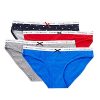 Tommy Hilfiger Classic Cotton Logo Bikini Panty - 4 Pack Assorted (Small, Gray-Blue-Red-Polka Dot)