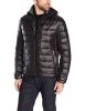 Tommy Hilfiger Men's Ultra Loft Insulated Packable Jacket With Contrast Bib and Hood, Black/Olive Bib, S