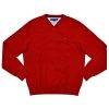 Tommy Hilfiger Mens V-neck Sweater (Large, Hilfiger Red)