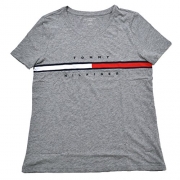 Tommy Hilfiger Women’s Big Logo Line T-Shirt (L, Grey)