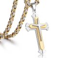 Trendsmax Jewelry Stainless Steel Cross Pendant Necklace Mens Boys Chain 5mm Byzantine...