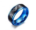 Tungsten Carbide Two-tone Blue Black Step Edge Legend of Zelda Triforce Ring...