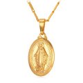 U7 Virgin Mary Necklace 18K Gold Plated Women/Men Christian Jewelry Cross St...