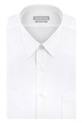 Van Heusen Men's Poplin Fitted Solid Point Collar Dress Shirt, White, 17