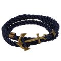 Vintage Nautical Anchor Charm Bracelet Navy Multiplayer Rope Twining Weave Nylon Rope...